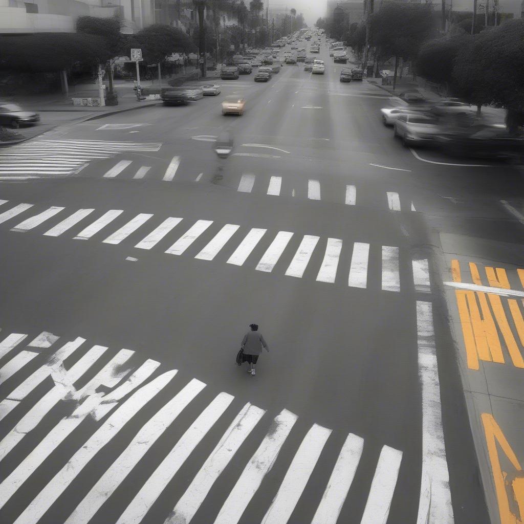 Pedestrian walking safely in Los Angeles